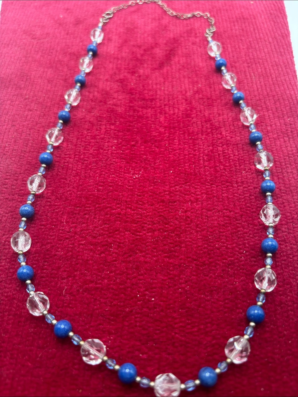 Sodalite & Clear Quartz Beaded Necklace with 925 Sterling Clasp.